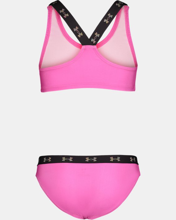 Little Girls' UA Two-Piece Racer Bikini, Pink, pdpMainDesktop image number 1